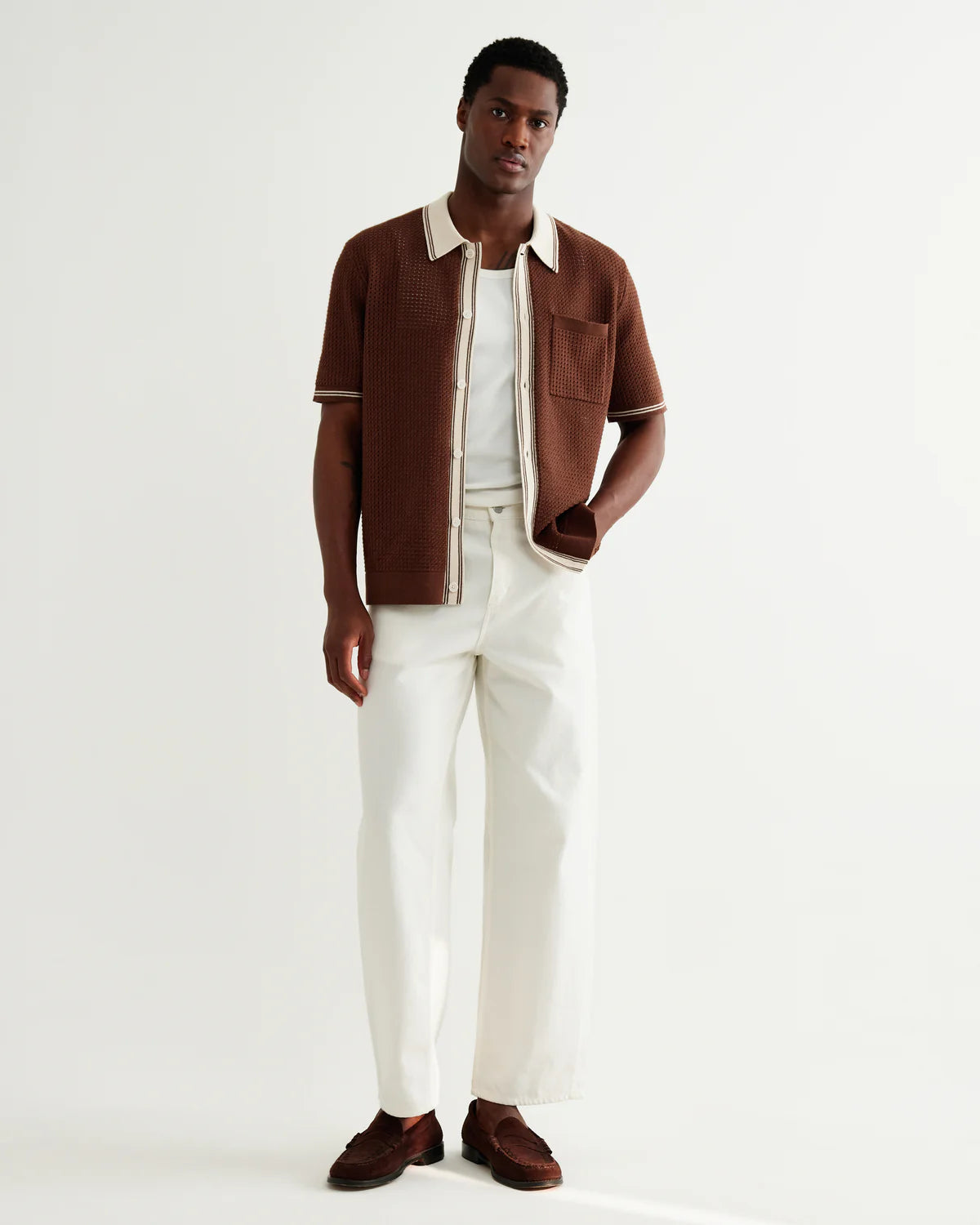 WAX LONDON BELLE SS IN TIPPED POINTELLE DARK BROWN in TIPPED POINTELLE DARK BROWN — view 2