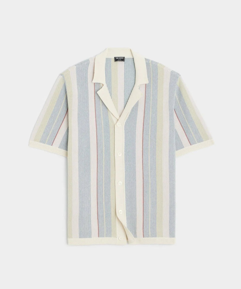 TODD SNYDER COTTON SILK STRIPE BUNGALOW POLO IN DUSTY LAVENDER in DUSTY LAVENDER — main product view