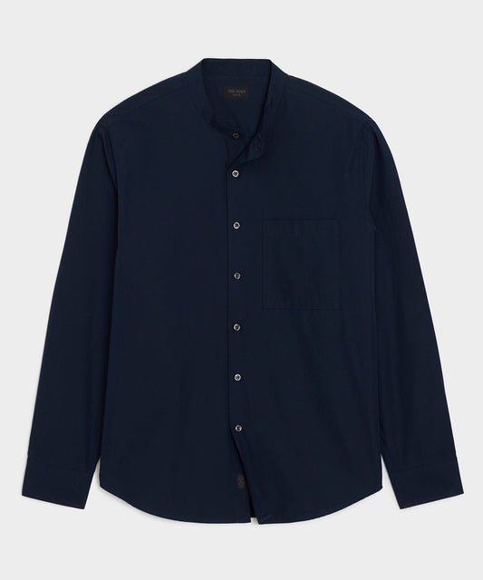 Todd Snyder Poplin Band Collar Shirt in Navy - Rent with Thred