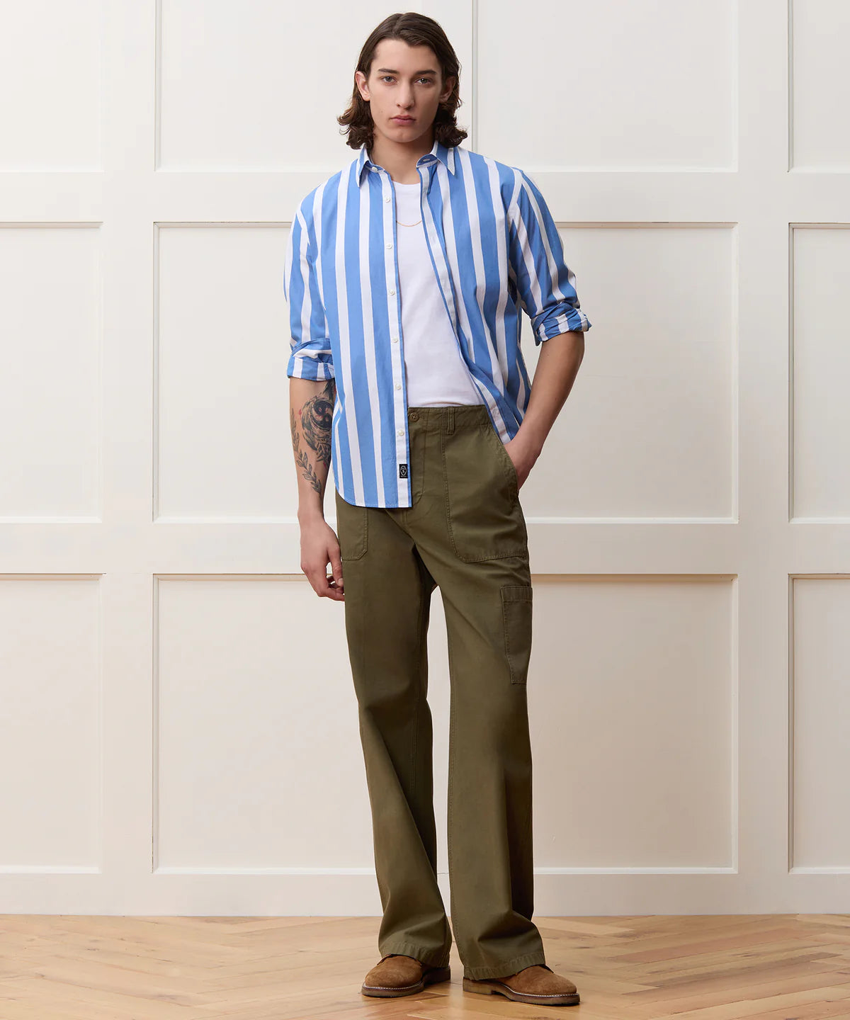 TODD SNYDER UTILITY PANT IN MILITARY GREEN in MILITARY GREEN — view 2