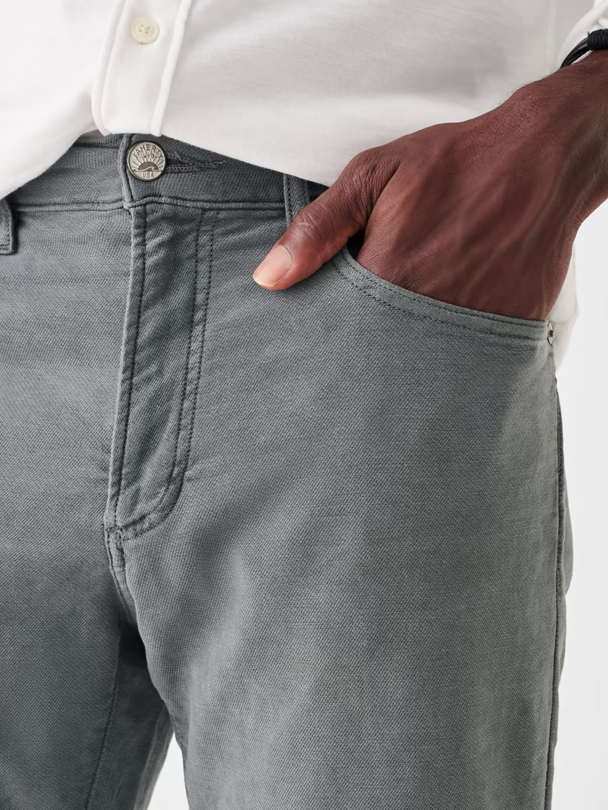 FAHERTY STRETCH TERRY CHINO IN SLATE in SLATE — view 3