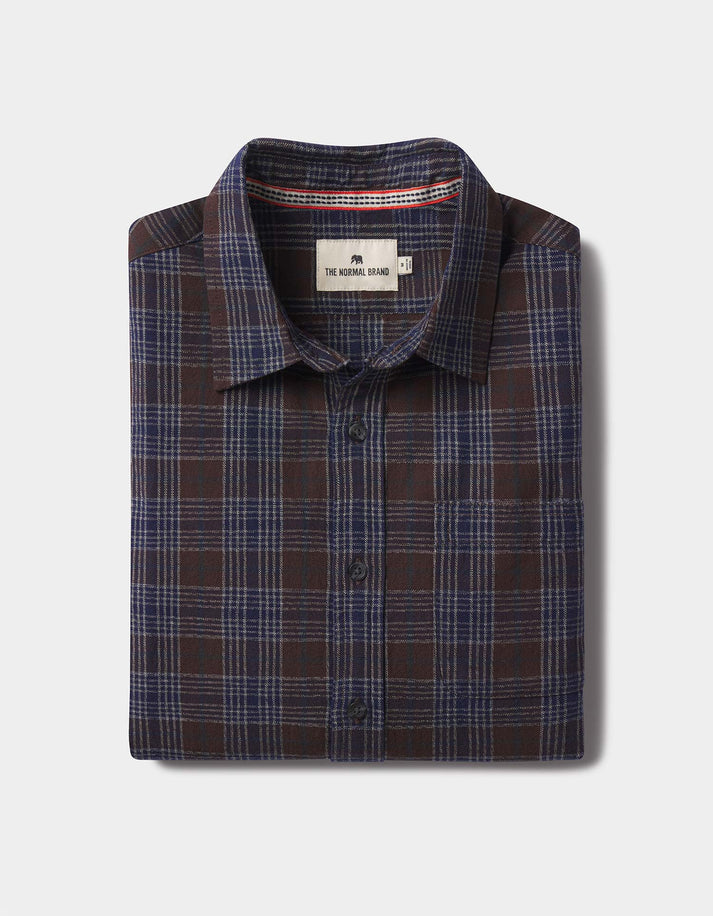 THE NORMAL BRAND NIKKO CLASSIC BUTTON UP SHIRT IN BROWN PLAID