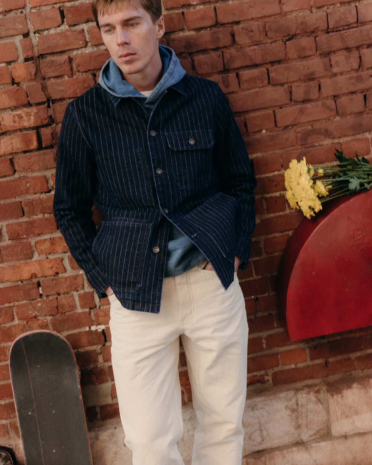 TAYLOR STITCH THE FREMONT JACKET IN RINSED INDIGO DOBBY DENIM in RINSED INDIGO DOBBY DENIM — view 2