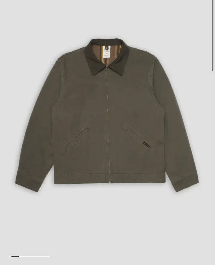 NUDIE JEANS BLAKE ZIP JACKET IN DUCK CANVAS GREEN