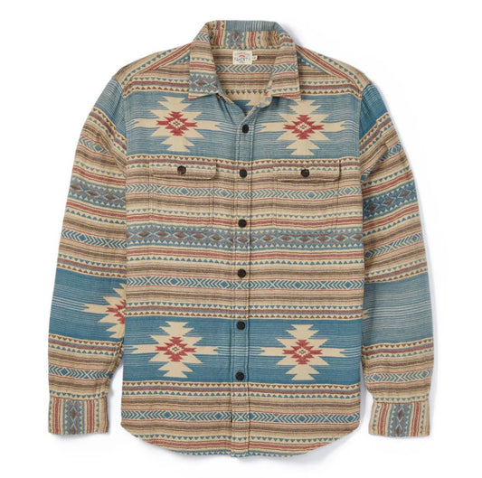 FAHERTY DOUG GOOD FEATHER CANYON OVERSHIRT IN COBALT STAR NATION