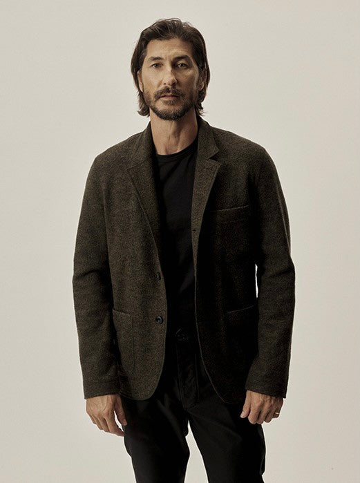 BUCK MASON FELTED CHORE COAT IN MARLED OLIVE in MARLED OLIVE — main product view