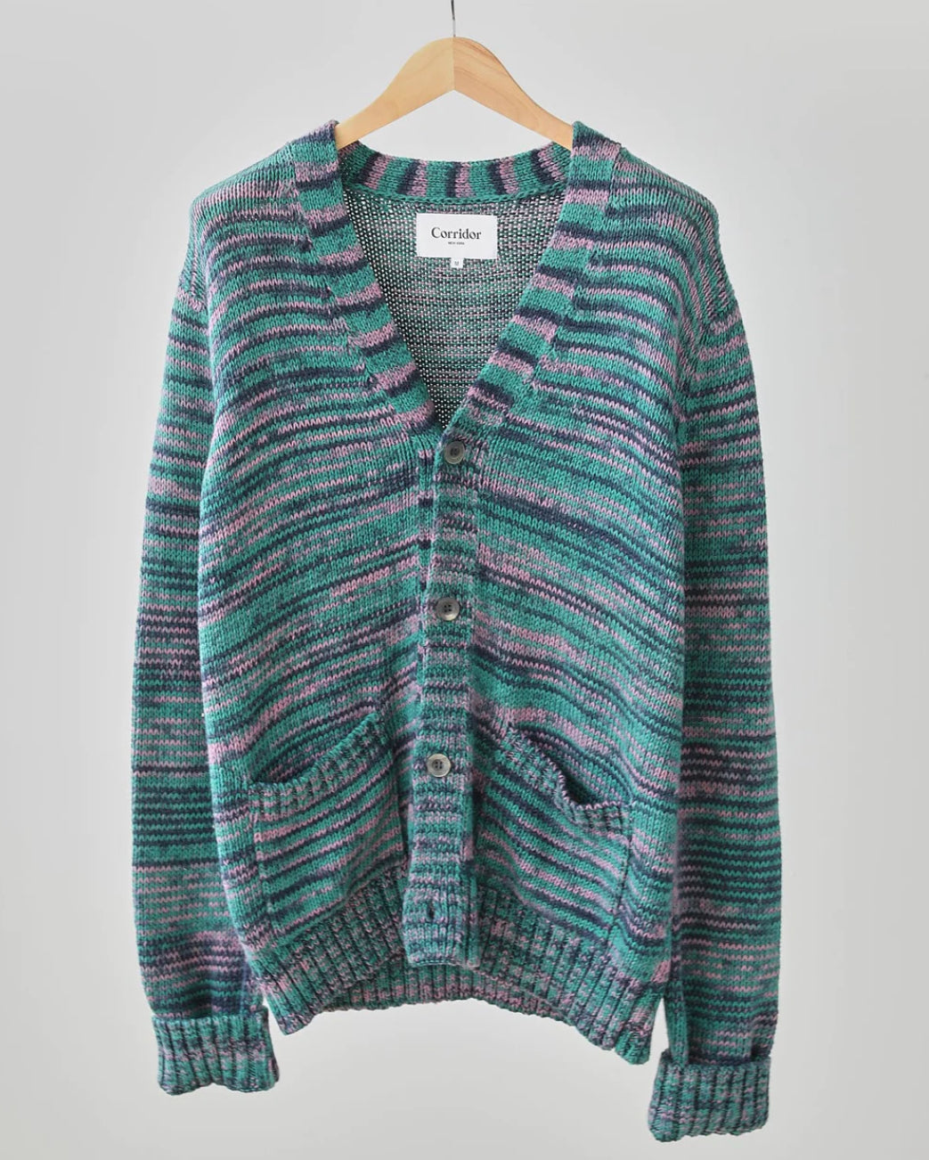 CORRIDOR SPACE DYE CARDIGAN IN ALPINE in ALPINE — main product view