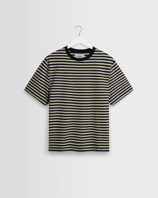 WAX LONDON DEAN SS JOLT STRIPE IN NAVY AND ECRU