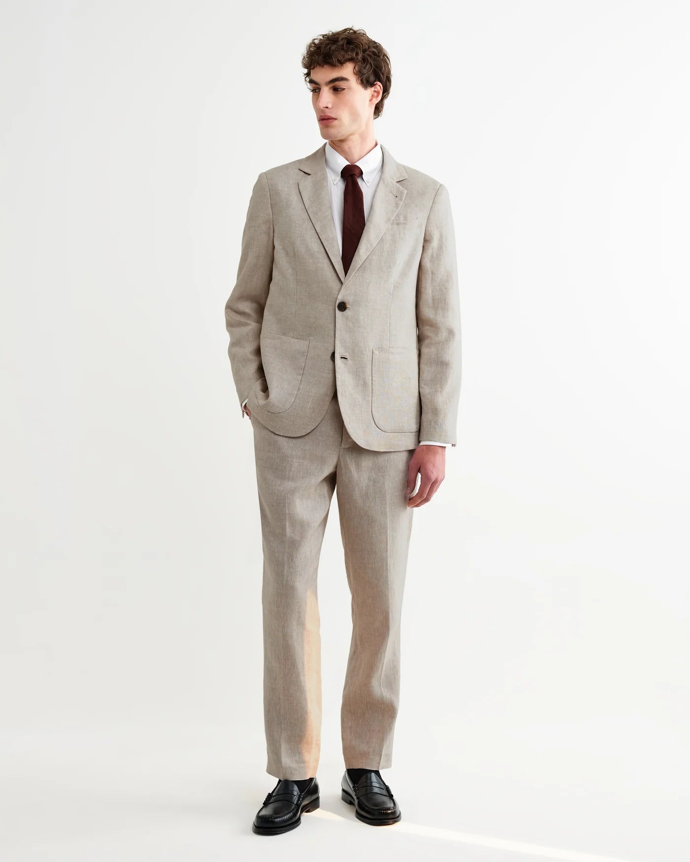 WAX LONDON ALP LINEN TROUSERS IN NATURAL in NATURAL — view 2