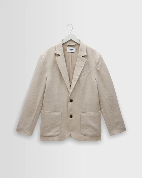 WAX LONDON FINTRY SINGLE-BREASTED LINEN BLAZER IN NATURAL product view