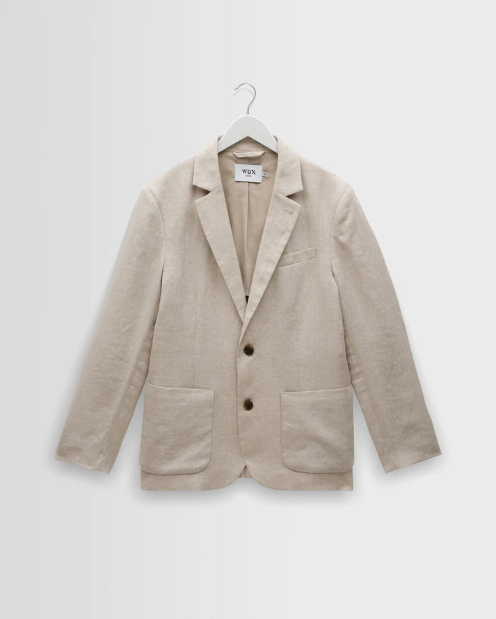 WAX LONDON FINTRY SINGLE-BREASTED LINEN BLAZER IN NATURAL