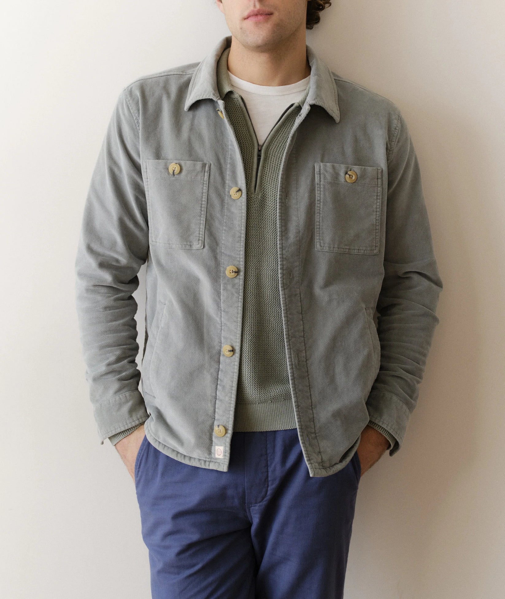 MARINE LAYER MAX MOLESKIN OVERSHIRT IN SLATE in SLATE — view 2
