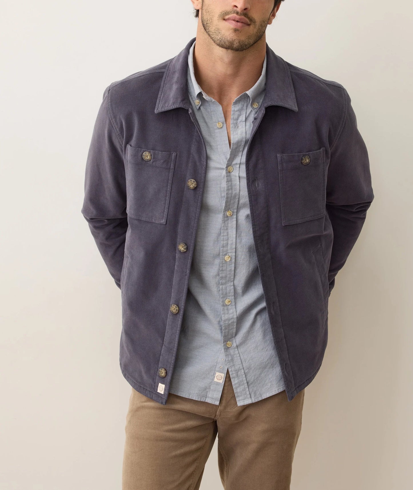 MARINE LAYER MAX MOLESKIN OVERSHIRT IN MOOD INDIGO