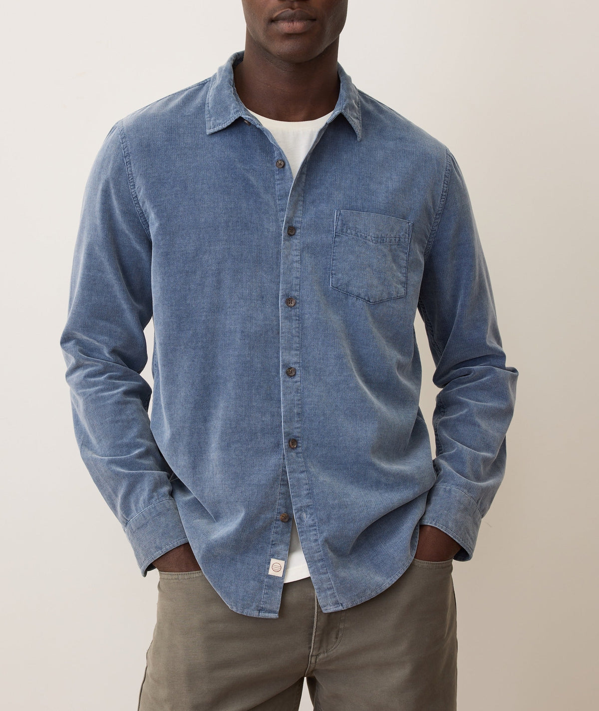 MARINE LAYER LIGHTWEIGHT CORDUROY SHIRT IN INDIGO
