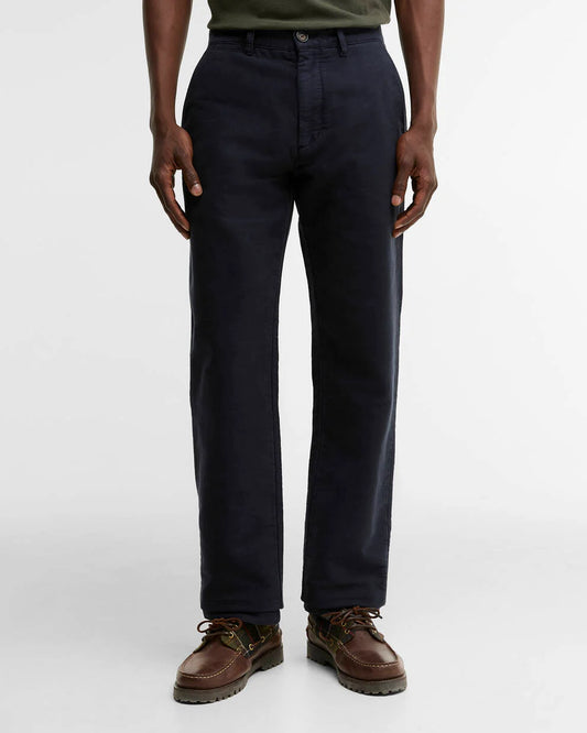 BARBOUR MOLESKIN TAILORED TROUSERS IN NAVY