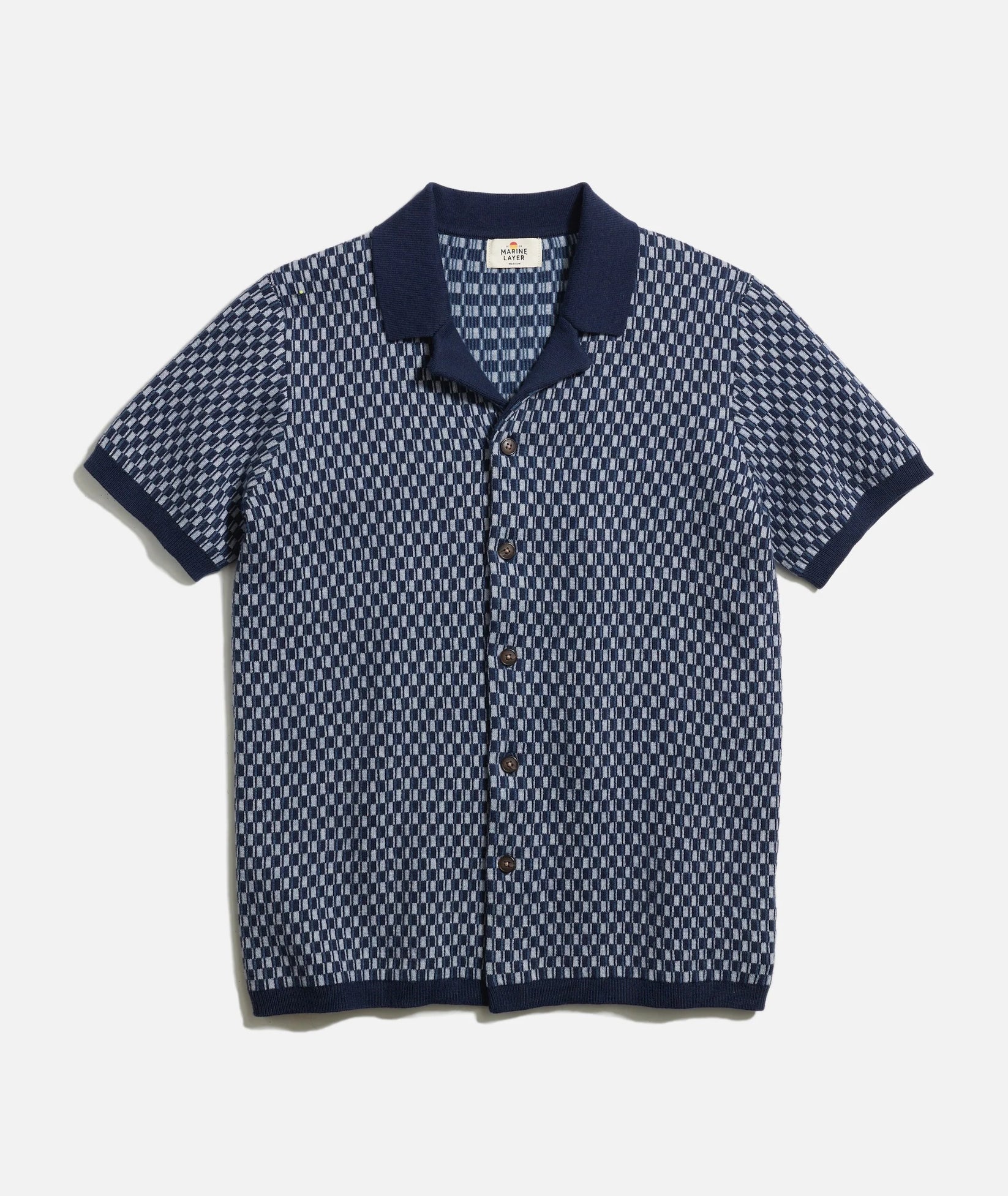 MARINE LAYER ASHER PRINT SWEATER BUTTON DOWN IN BLUE GEO in BLUE GEO — main product view