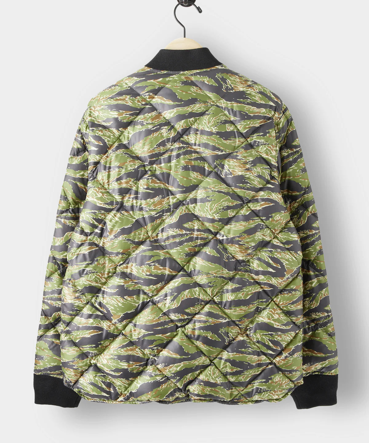 TODD SNYDER JAPANESE QUILTED DOWN SNAP BOMBER JACKET IN TIGER CAMO