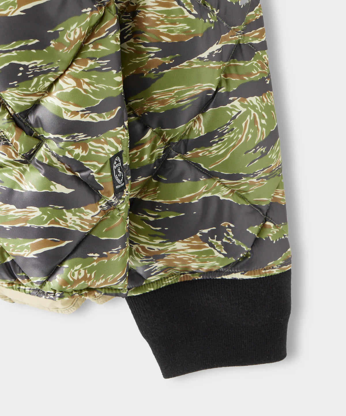 TODD SNYDER JAPANESE QUILTED DOWN SNAP BOMBER JACKET IN TIGER CAMO in TIGER CAMO — view 4