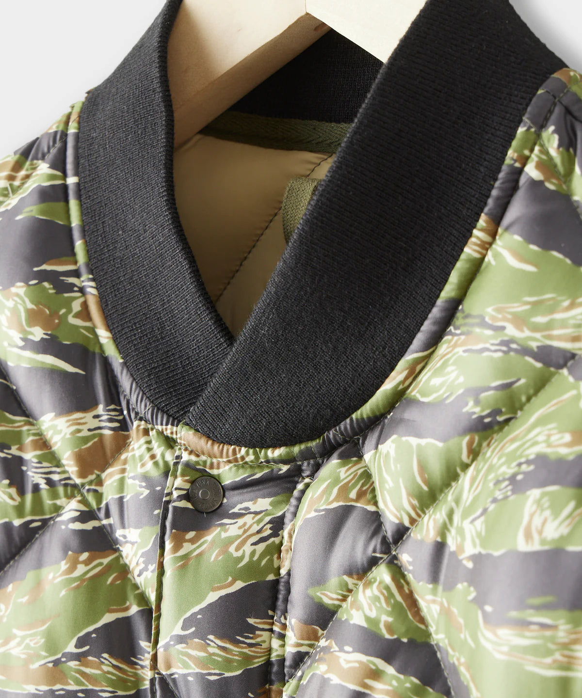 TODD SNYDER JAPANESE QUILTED DOWN SNAP BOMBER JACKET IN TIGER CAMO in TIGER CAMO — view 5