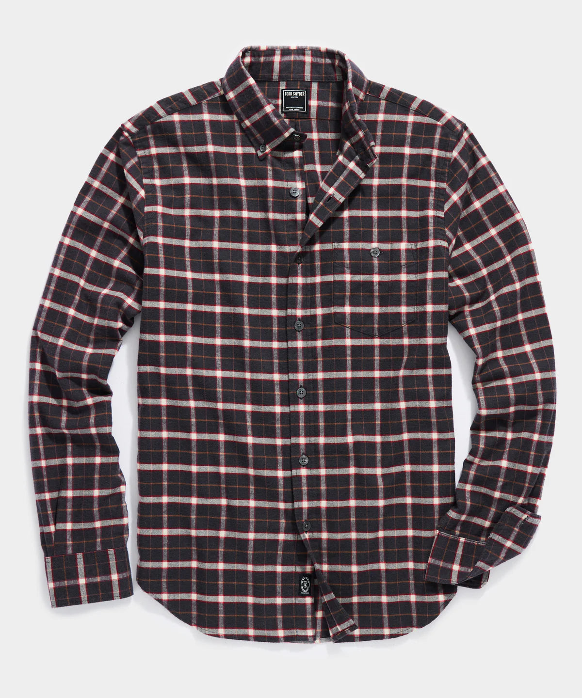 TODD SNYDER CHARCOAL PLAID FLANNEL BUTTON-DOWN in See product description — main product view