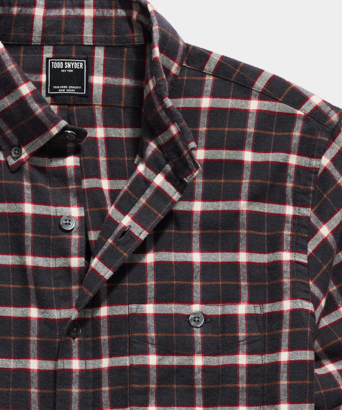 TODD SNYDER CHARCOAL PLAID FLANNEL BUTTON-DOWN in See product description — view 2