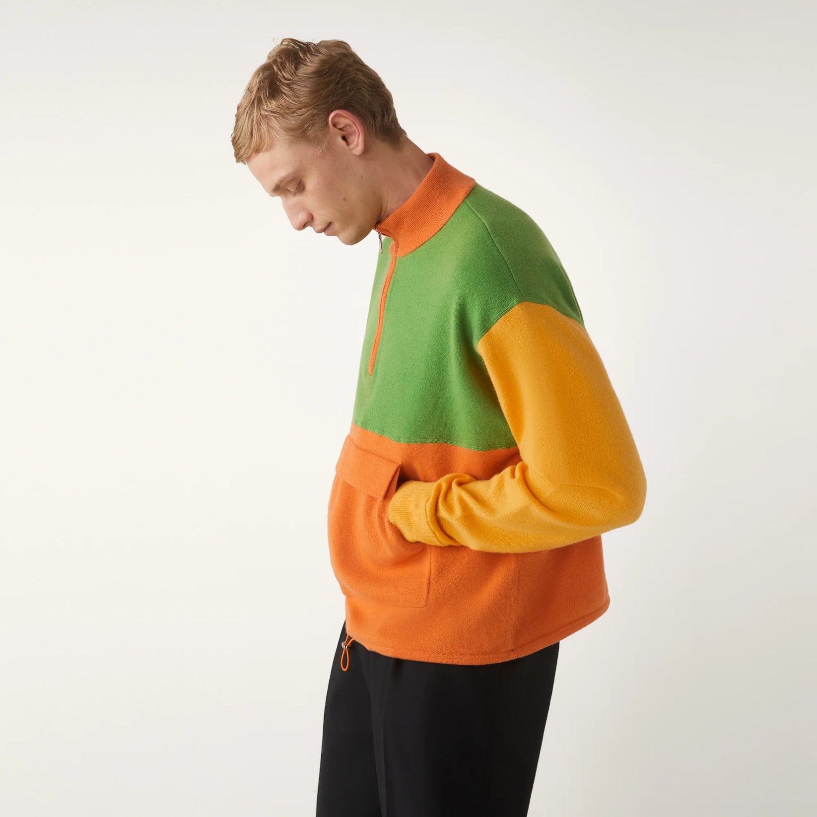 GUEST IN RESIDENCE WARM UP HALF ZIP IN MANDARIN in RESIDENCE WARM UP HALF ZIP IN MANDARIN — view 3