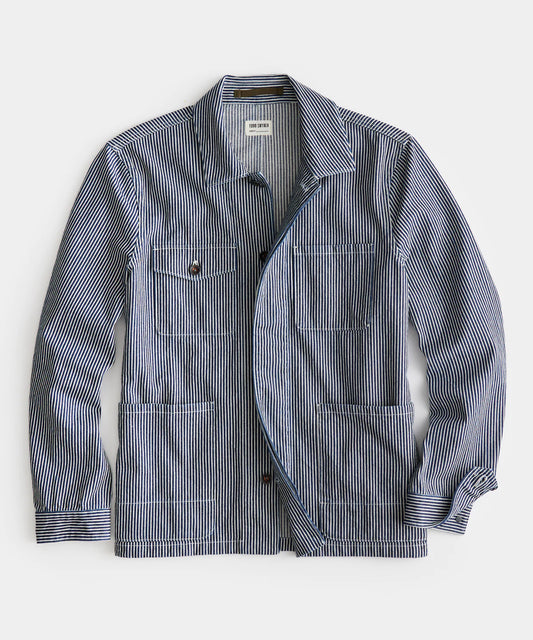 Todd Snyder - TODD SNYDER RAILROAD STRIPE CARPENTER JACKET IN NAVY - Rent With Thred