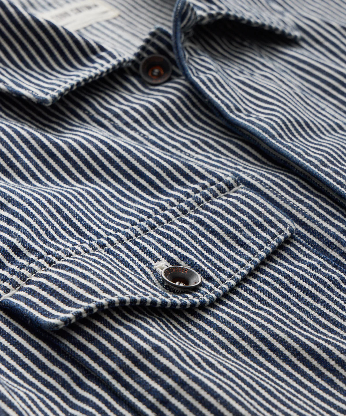TODD SNYDER RAILROAD STRIPE CARPENTER JACKET IN NAVY in NAVY — view 3
