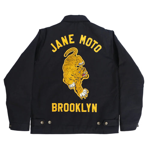 JANE MOTORCYCLES FLYING TIGER LINED MECHANIC'S JACKET IN BLACK product view