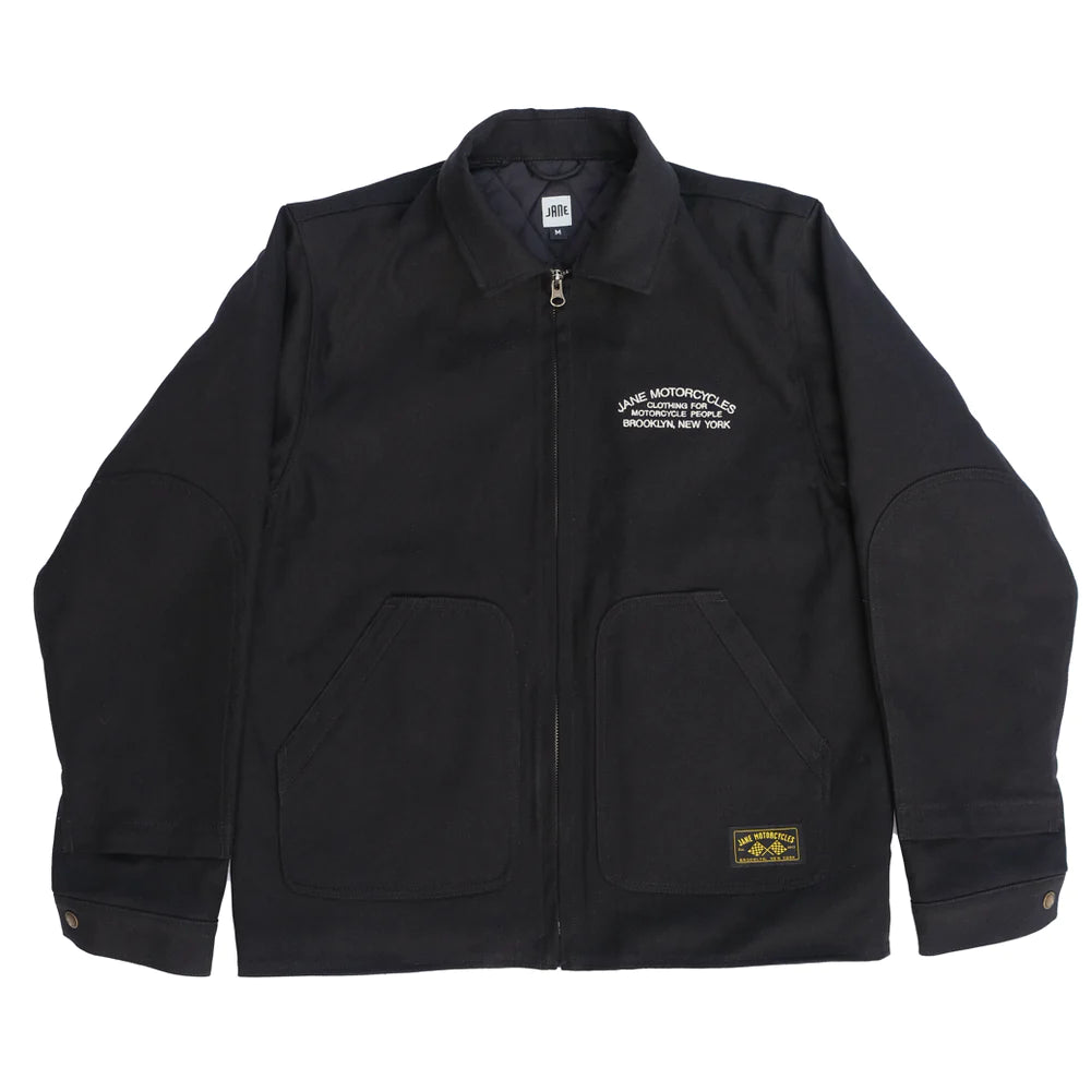 JANE MOTORCYCLES FLYING TIGER LINED MECHANIC'S JACKET IN BLACK in BLACK — view 2