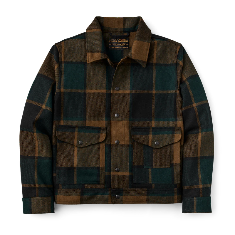 FILSON MACKINAW WOOL WORK JACKET IN PINE BLACK PLAID in PINE BLACK PLAID — main product view