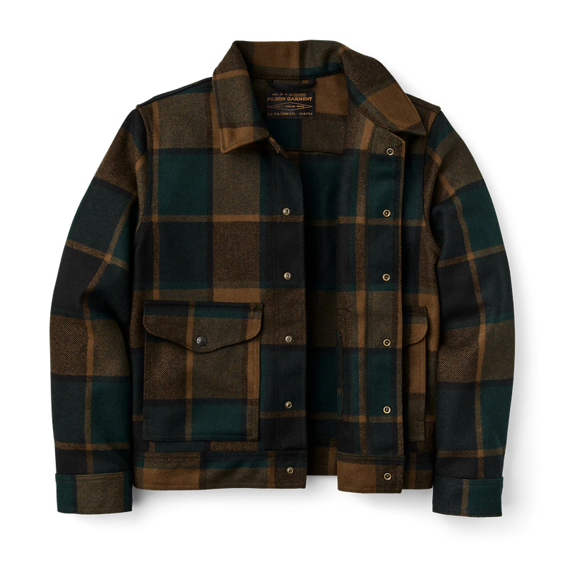 FILSON MACKINAW WOOL WORK JACKET IN PINE BLACK PLAID in PINE BLACK PLAID — view 3