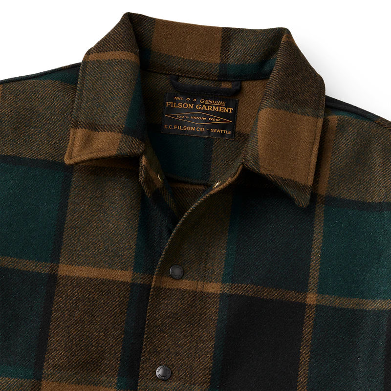 FILSON MACKINAW WOOL WORK JACKET IN PINE BLACK PLAID in PINE BLACK PLAID — view 4