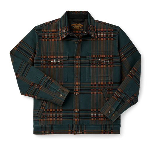 FILSON BEARTOOTH CAMP JACKET IN FIR/COPPER BLANKET PLAID