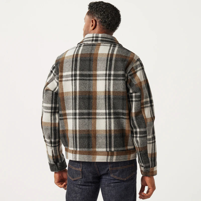 FILSON MACKINAW WOOL WORK JACKET IN BLUE COAL / COPPER HEATHER PLAID in BLUE COAL / COPPER HEATHER PLAID — view 3