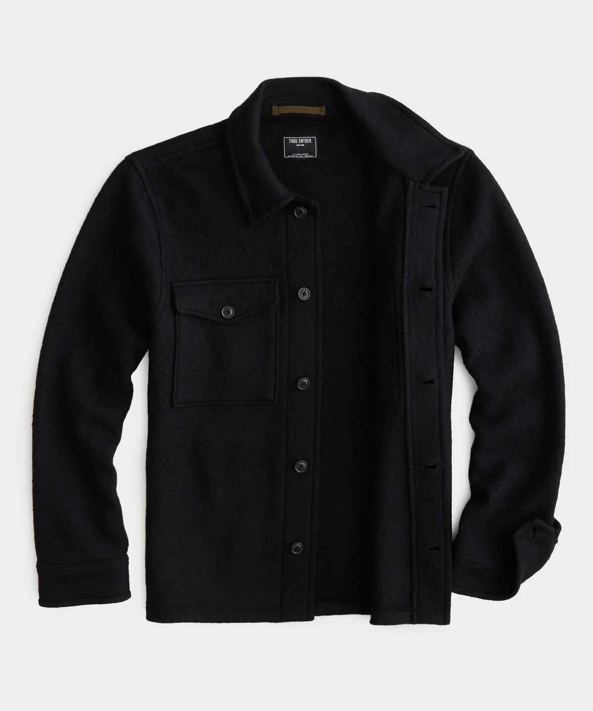 TODD SNYDER ITALIAN CPO SHIRT JACKET IN BLACK in BLACK — view 4