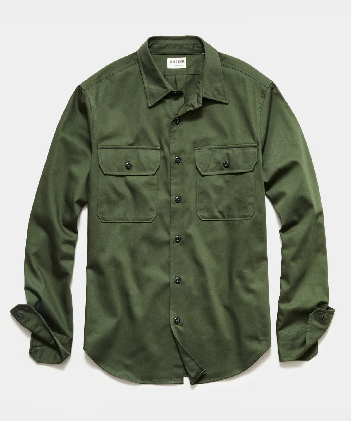 TODD SNYDER TWO POCKET UTILITY LONG SLEEVE SHIRT IN OAK MOSS