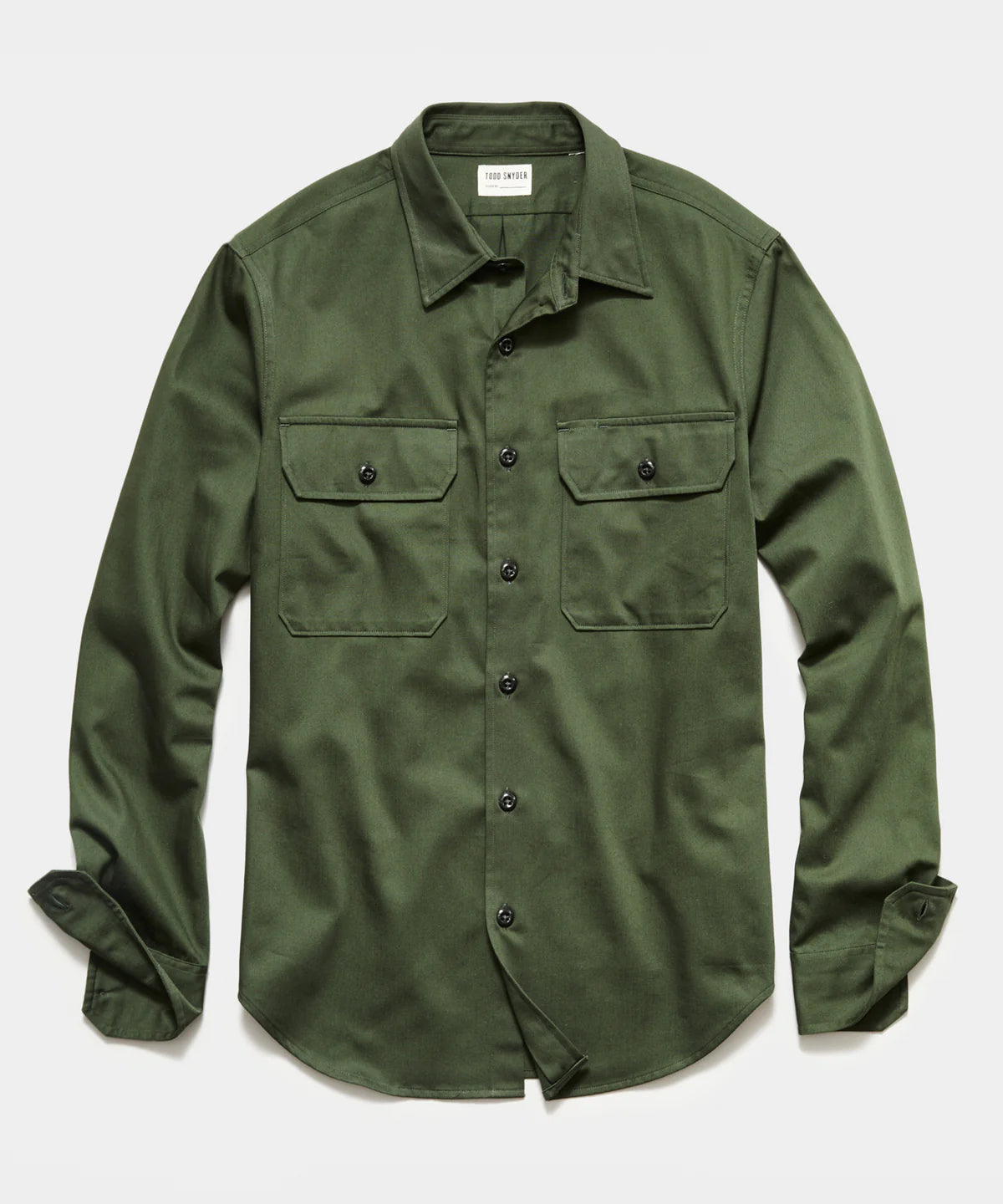 TODD SNYDER TWO POCKET UTILITY LONG SLEEVE SHIRT IN OAK MOSS in OAK MOSS — main product view