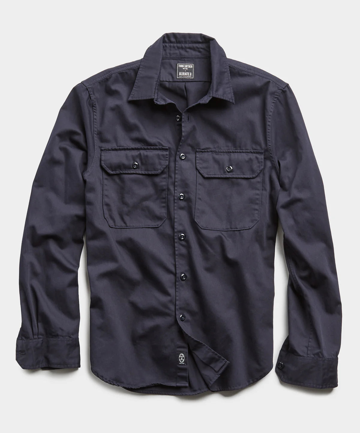 TODD SNYDER TWO POCKET UTILITY LONG SLEEVE SHIRT IN NAVY