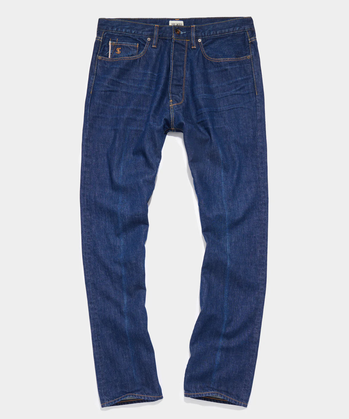 TODD SNYDER CLASSIC FIT SELVEDGE JEAN IN CREASED MEDIUM WASH