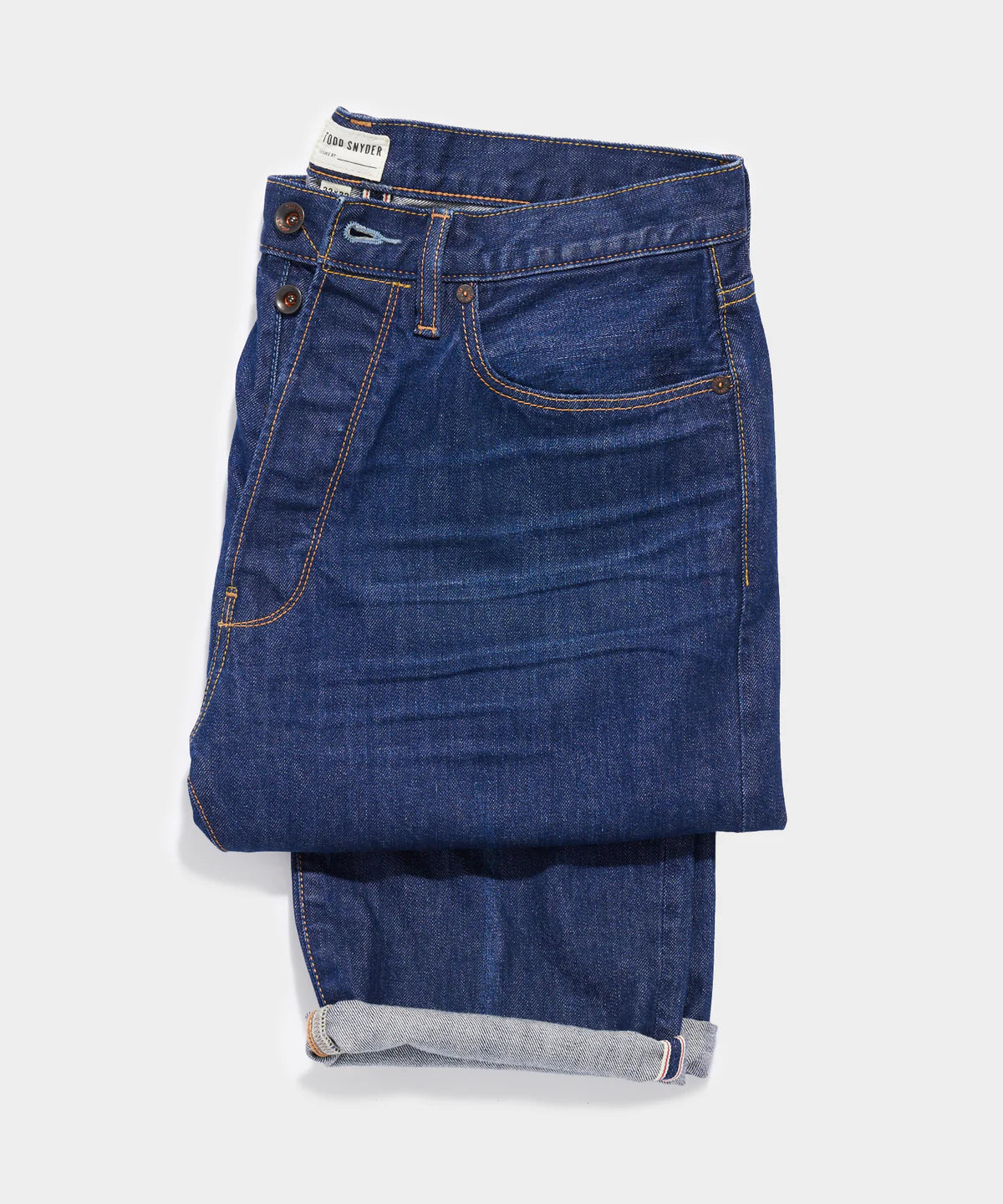 TODD SNYDER CLASSIC FIT SELVEDGE JEAN IN CREASED MEDIUM WASH in CREASED MEDIUM WASH — view 3