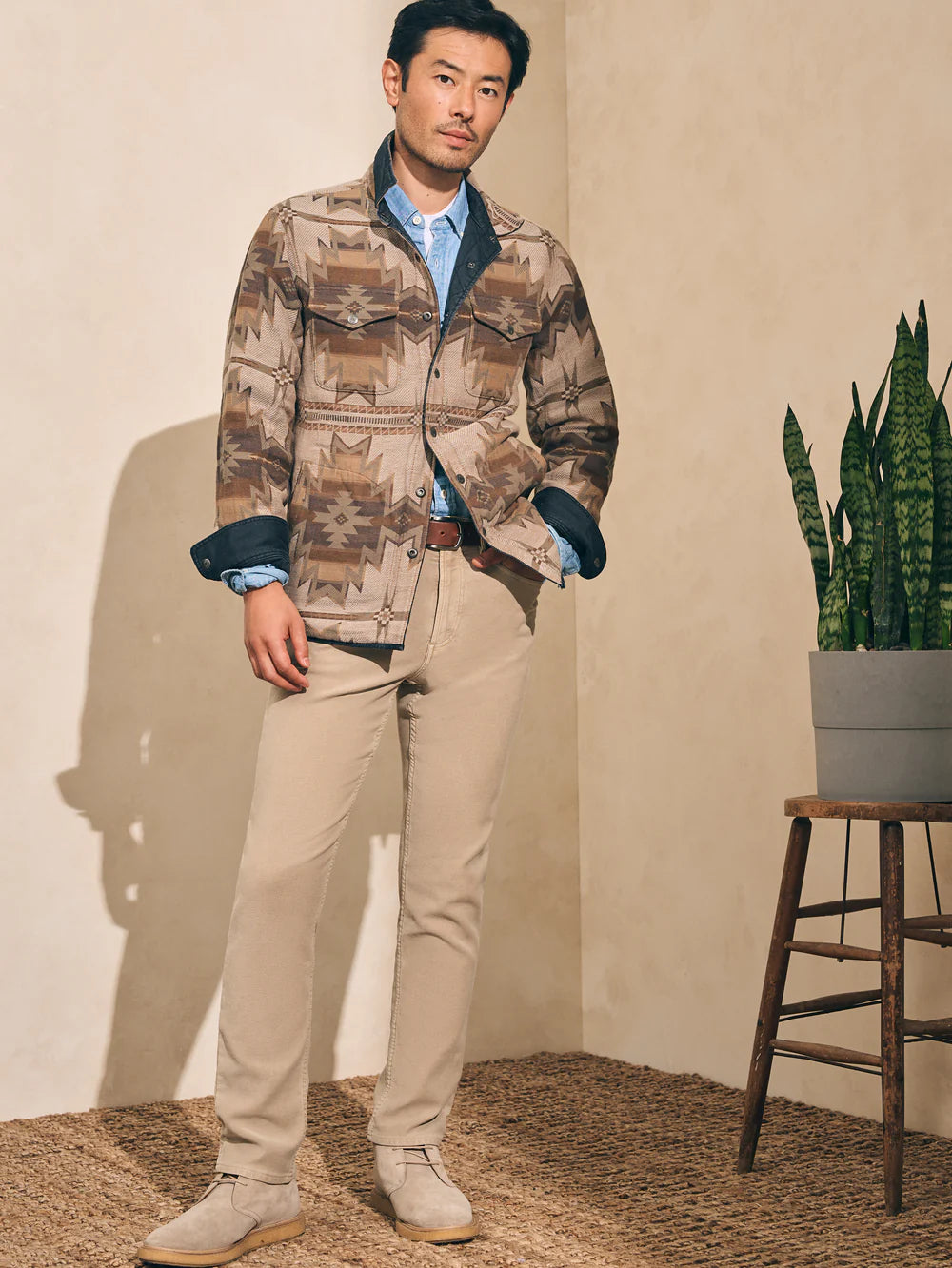 FAHERTY DOUG GOOD FEATHER REVERSIBLE BONDI JACKET IN WASHED BLACK CASCADE STAR NATION in WASHED BLACK CASCADE STAR NATION — view 4