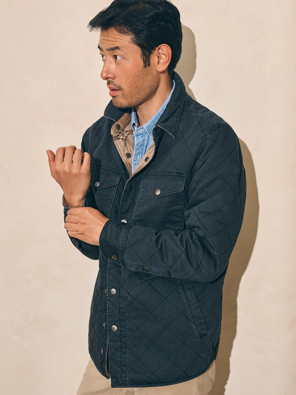 FAHERTY DOUG GOOD FEATHER REVERSIBLE BONDI JACKET IN WASHED BLACK CASCADE STAR NATION in WASHED BLACK CASCADE STAR NATION — view 9
