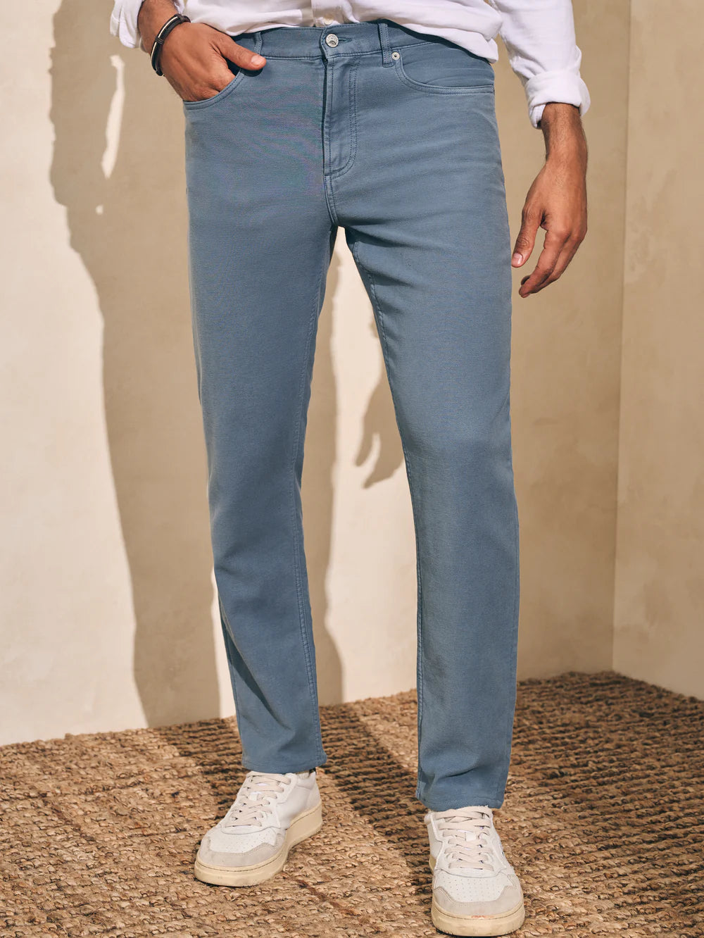 FAHERTY STRETCH TERRY 5-POCKET IN FADED OCEAN in FADED OCEAN — main product view