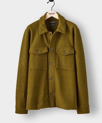 TODD SNYDER ITALIAN CPO SHIRT JACKET IN BRIGHT OLIVE in BRIGHT OLIVE — main product view