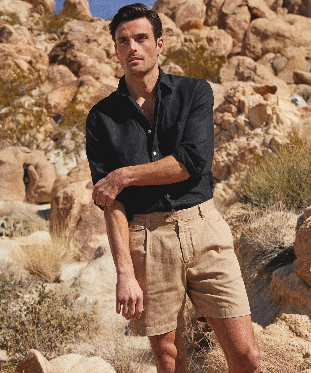 TODD SNYDER 7” PLEATED HUDSON SHORT IN BAJA DUNES in BAJA DUNES — view 2