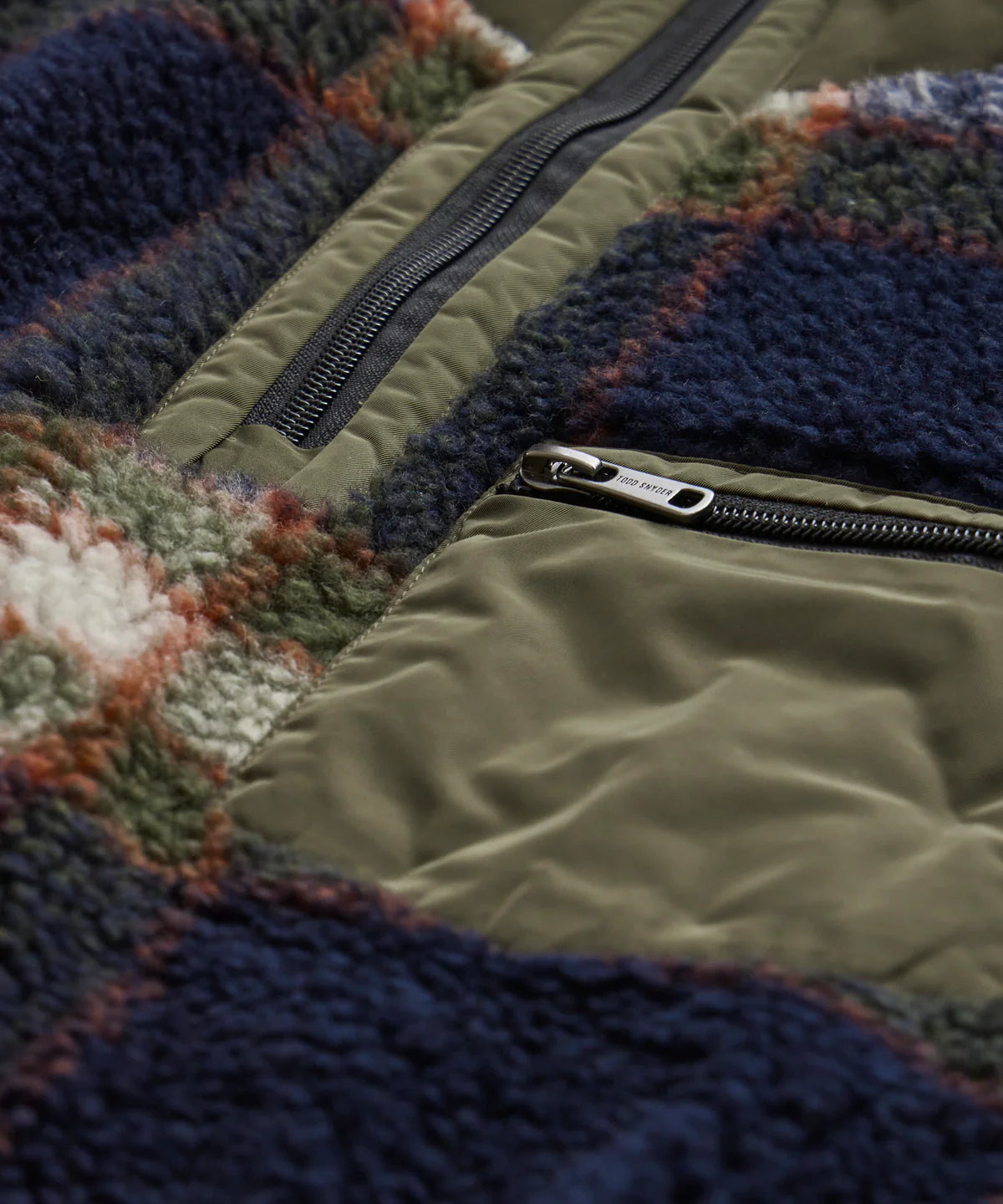 TODD SNYDER PLAID ADIRONDACK FLEECE HALF-ZIP MOCKNECK JACKET IN NAVY in NAVY — view 2