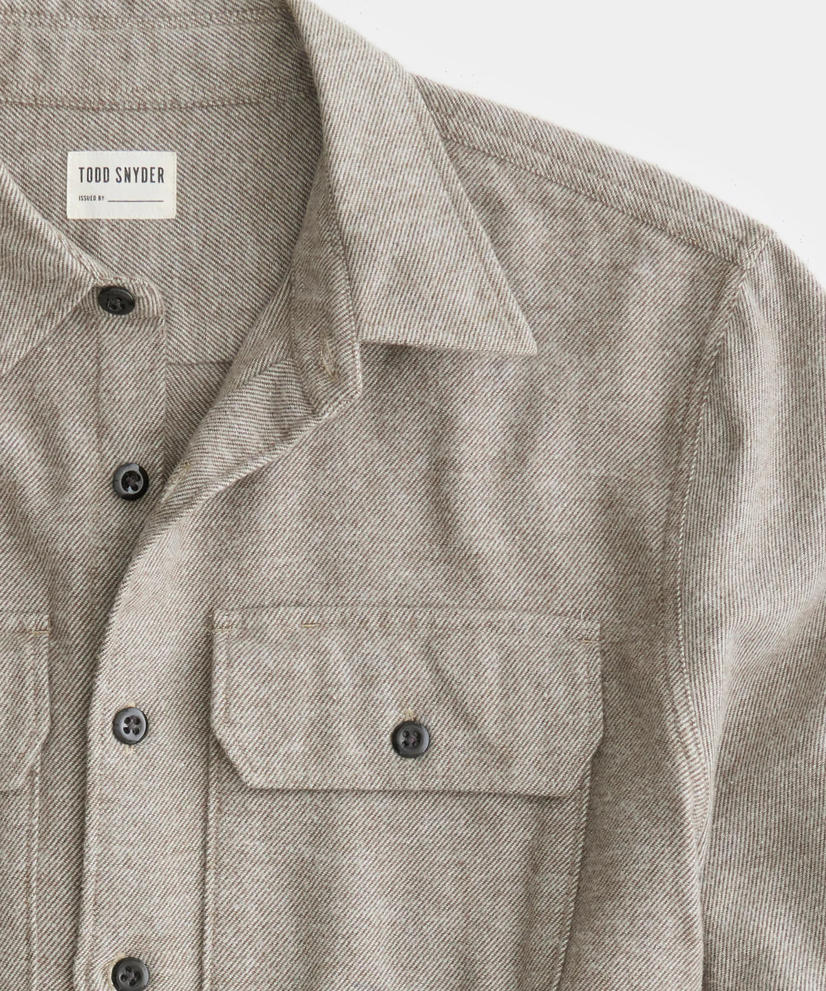 TODD SNYDER TWO POCKET UTILITY LONG SLEEVE SHIRT IN KHAKI in KHAKI — view 4