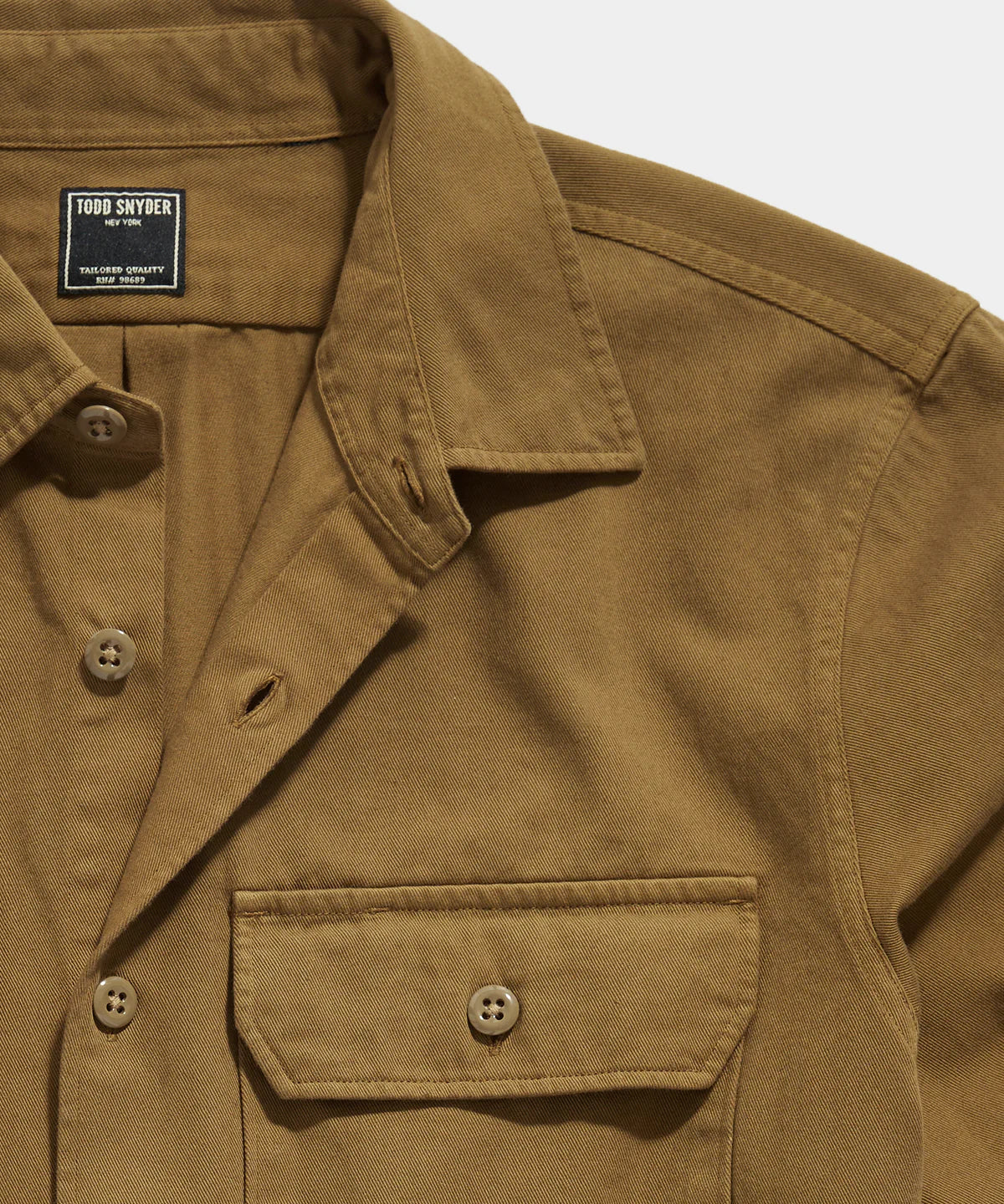 TODD SNYDER TWO POCKET UTILITY LONG SLEEVE SHIRT IN OCHRE RUST in OCHRE RUST — view 3