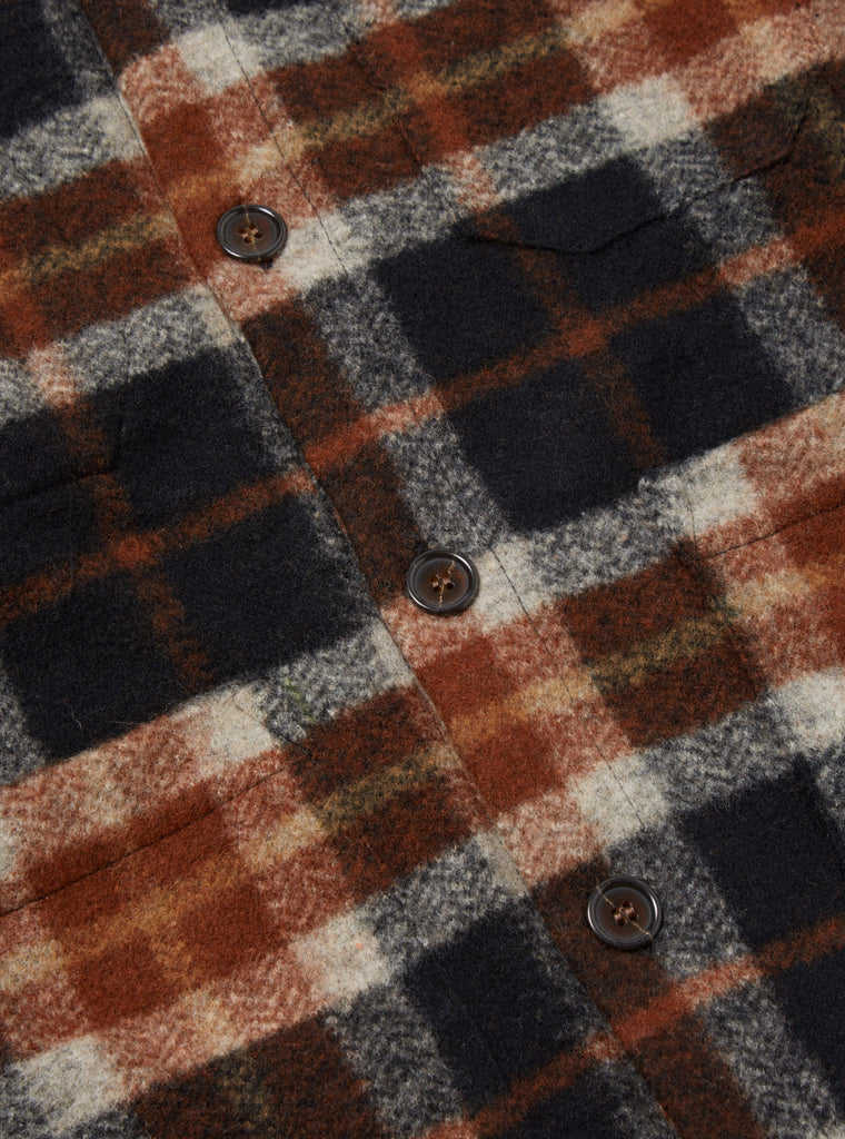 UNIVERSAL WORKS CARDIGAN IN BROWN BRITISH CHECK FLEECE in BROWN BRITISH CHECK FLEECE — view 4